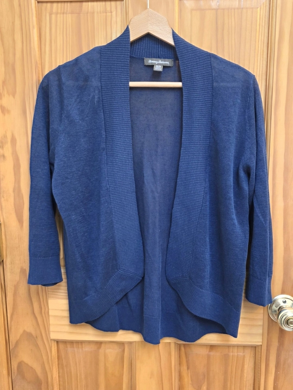 Tommy Bahama Navy Open-Front Shawl Collar Cardigan